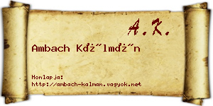 Ambach Kálmán névjegykártya